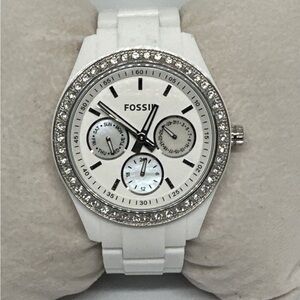 Fossil Stella ES1967 Women's White Plastic Analog Dial Quartz Wristwatch HME474